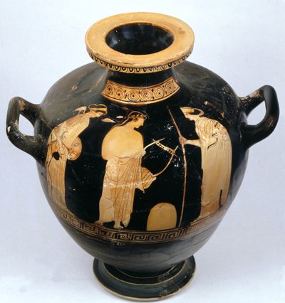 Attic red-figure hydria with Artemis, Apollo and Leto, 460-450 BC by Villa Giulia Painter attr. to Villa Giulia Painter attr. to